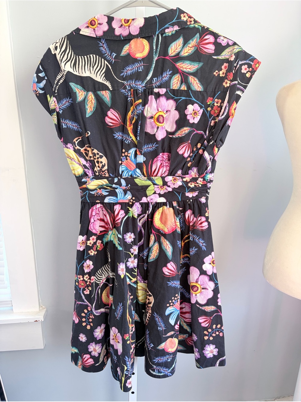 Anthropologie Maeve Flora & Fauna animal floral print cotton mini dress sz 2 - Picture 3 of 10
